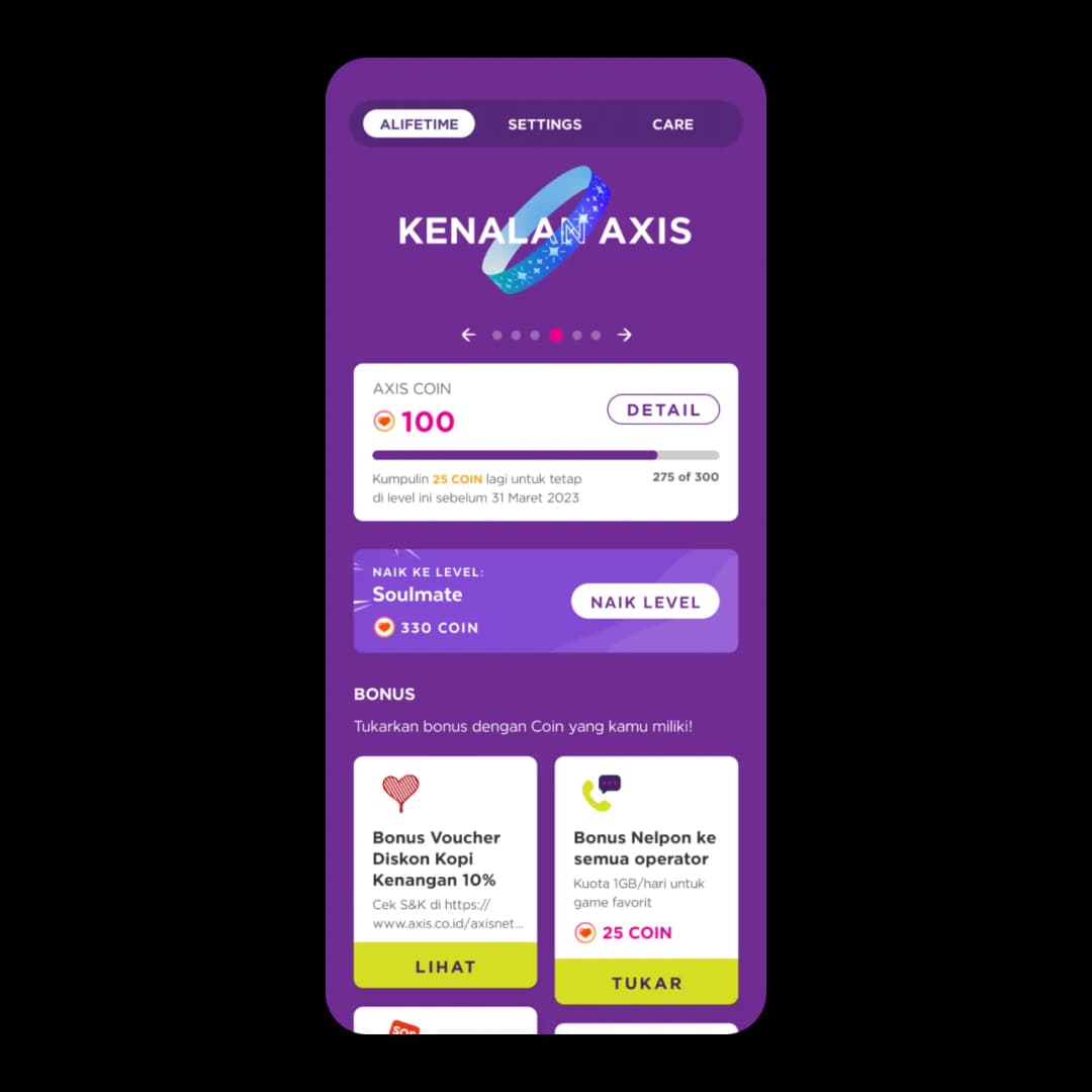 AXIS TUKAR COIN UNTUK NAIK LEVEL & AMBIL BONUS DI ALIFETIME image gambar