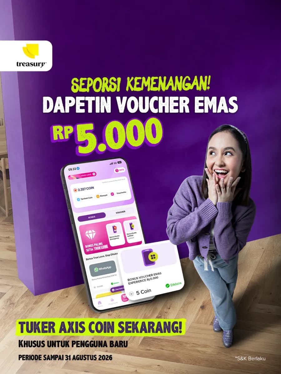 AXIS Tuker Coin Alifetime dapetin Voucher Emas Treasury image gambar